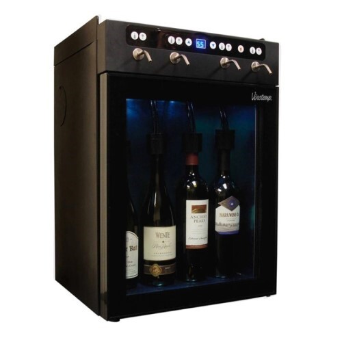 WINE DISPENSER 4 BOTTLES BLACK WITH 2 GAS CYLINDERS