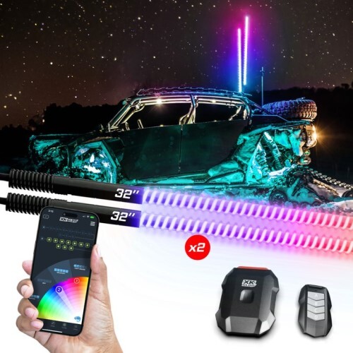 KIT 2 X32"  XKMAX RGBW ADVANCED APP CONTROL LED WHIP LIGHT KIT FOR 4X4 OFFROAD UTV ATV