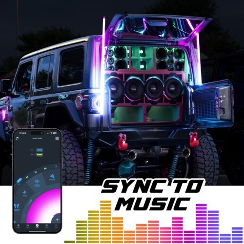 KIT 2 X32"  XKMAX RGBW ADVANCED APP CONTROL LED WHIP LIGHT KIT FOR 4X4 OFFROAD UTV ATV