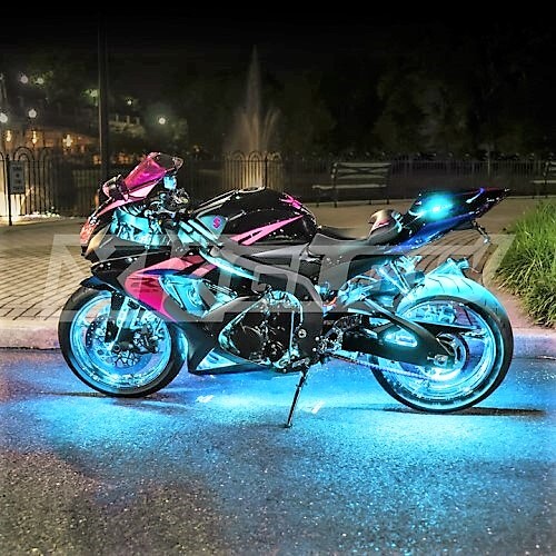MOTORCYCLE KIT LIGHT BLUE - 8XPOD + 2X8" STRIPS SINGLE COLOR XKGLOW LED ACCENT LIGHT