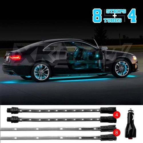 LIGHT CAR/TRUCK ACCENT KIT LIGHT BLUE - 8X24" TUBE + 4X 8" STRIP SINGLE COLOR XKGLOW UNDERGLOW LED