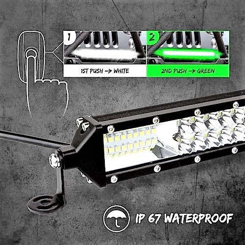 LIGHT BAR 30" 2-IN-1 LED W/ WHITE & HUNTING GREEN FLOOD & SPOT WORK LIGHT W/ FREE WIRING HARNESS/3 Y