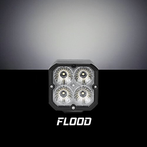 KIT LIGHT LED ACCENT 2PC ROUND XKCHROME 20W CUBE WITH RGB W/ CONTROLLER & FOG MOUNT- FLOOD BEAM