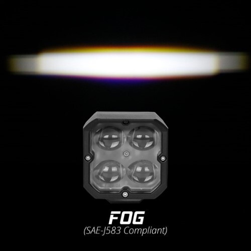 LIGHT LED ACCENT ROUND XKCHROME 20W CUBE WITH RGB - FOG BEAM W/FOG LIGHT BRACKET