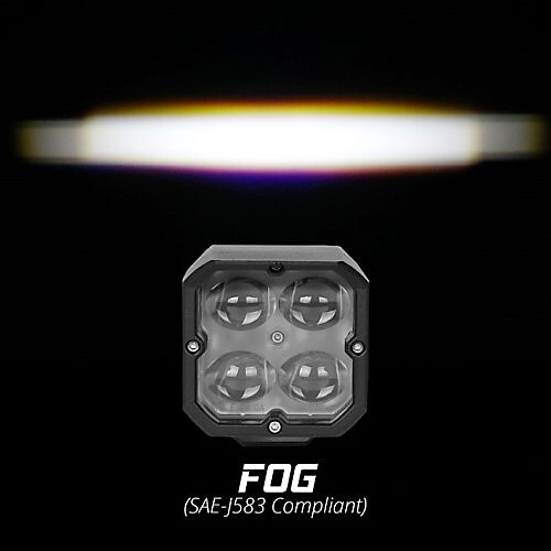 KIT LIGHT LED ACCENT 2PC ROUND XKCHROME 20W CUBE WITH RGB W/ CONTROLLER & FOG MOUNT- FOG BEAM