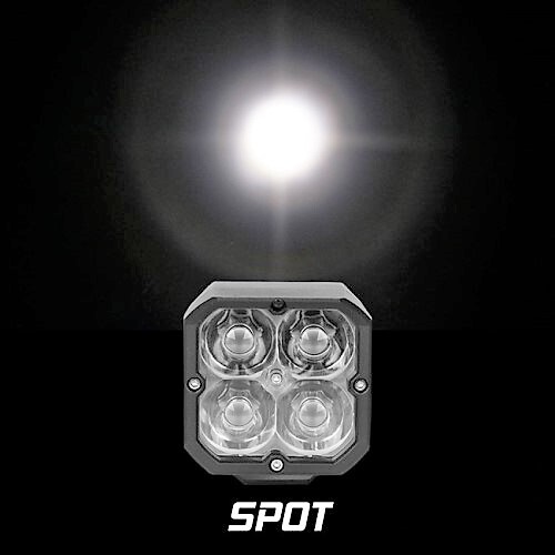 KIT LIGHT LED ACCENT 2PC ROUND XKCHROME 20W CUBE WITH RGB W/ CONTROLLER & FOG MOUNT- SPOT BEAM
