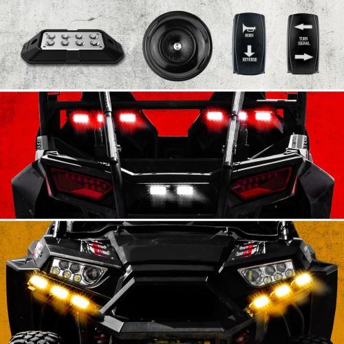 SIGNAL LIGHT + HORN KIT FOR ATV UTV PRO STREET LEGAL CONV. 2 WHITE 6 RED 6 AMBER PODS