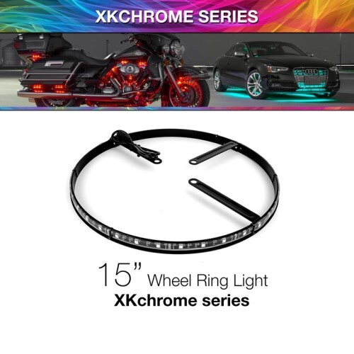 LIGHT LED RING WHEEL 1PC ADJUSTABLE RGB 15"