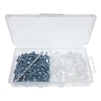 ANCHOR KIT 100 ANCHORS & SCREWS, 3/16 DRILL BIT W/BOX