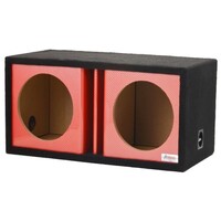 ENCLOSURE CARPETED 10" DUAL VENTED RED CARBON FIBER
