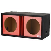 ENCLOSURE CARPETED 12" DUAL VENTED RED CARBON FIBER