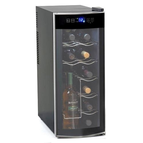 WINE COOLER 12 BOTTLE THERMOELECTRIC CURVED GLASS DOOR