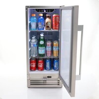 REFRIGERATOR 15" BRUSHED STAINLESS STEEL BUILT-IN OUTDOOR