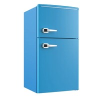 REFRIGERATOR 3.0 CF BLUE RETRO STYLE TWO DOOR MANUAL DEFROST GLASS SHELVES