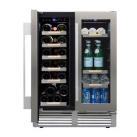 WINE CHILLER 19 BOTTLE 56 CAN WOOD AND STAINLESS STEEL PULL OUT SHELVES PROGRESSIVE LIGHTING