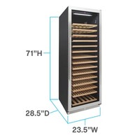 WINE CHILLER 176 BOTTLE SINGLE ZONE REVERSIBLE GLASS DOOR PULL OUT SHELVES