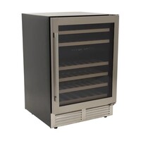 WINE CHILLER 46 BOTTLE DUAL ZONE GLASS DOOR PULL OUT SHELVES