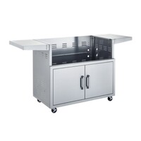 GRILL CART STAINLESS STEEL 42-IN 2 DOORS 2 FOLD-DOWN SIDE SHELVES