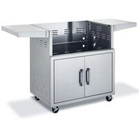 GRILL CART STAINLESS STEEL 34-IN 2 DOORS 2 FOLD-DOWN SIDE SHELVES