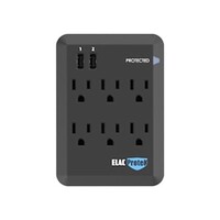 SURGE PROTECTOR 6 OUTLET WITH USB - BLACK