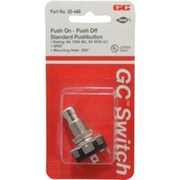 SWITCH SPST ON / OFF 6A PUSHBUTTON METAL PLUNGER