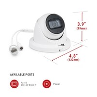 CAMERA EYBALL 8MP IP AI INDOOR/OUTDOOR MID SIZE 2.8MM LENS 98.4 FEET SMART IR POE W/MIC WHITE