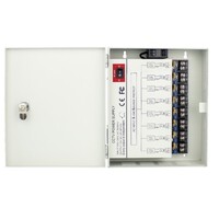 POWER SUPPLY WALL MOUNT  - 8 OUTPUTS, 12 VDC, 16 AMPS, REGULATED, INDIVIDUALLY FUSED (PTC)