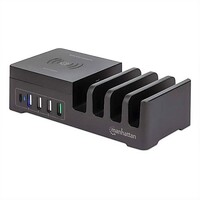 CHARGING STATION (1)USB-C PD TO 30W (1)QUICK CHARGE PORT TO 18W (3)USB-A PORTS SHARING 36 W BLACK
