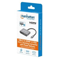 CONVERTER USB 3.2 TYPE-C MALE TO HDMI 4K30HZ/VGA 1080P60HZ/USB-A(5 GBPS) AND USB-C PD CHARGING
