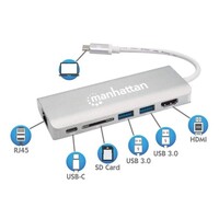 ADAPTER MULTIPORT USB 3.2 TYPE-C MALE TO MULTIPORT OUT- ALUMINUM, GRAY