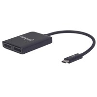 ADAPTER USB-C MALE TO TWO DISPLAY PORTS 4K30HZ BLACK