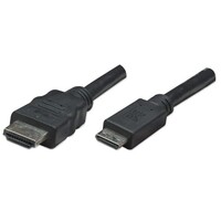 CABLE MINI HDMI MALE TO HDMI MALE SHIELDED BLACK 6 FT