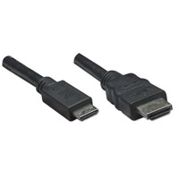 CABLE MINI HDMI MALE TO HDMI MALE SHIELDED BLACK 6 FT