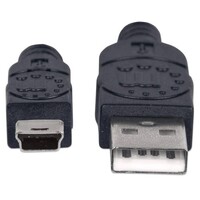 CABLE USB 2.0 TYPE-A MALE TO MINI-B MALE 480 MBPS 6 FT BLACK