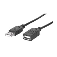 CABLE USB 2.0 TYPE-A MALE TO TYPE-A FEMALE 480 MBPS 6 FT BLACK