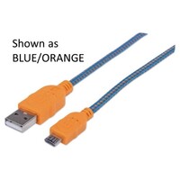 CABLE USB 2.0 TYPE-A MALE TO MICRO-B MALE 480 MBPS 3 FT TEAL/YELLOW