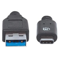 CABLE USB 3.2 GEN 2 TYPE-A MALE TO TYPE-C MALE 10 GBPS 3 FT BLACK