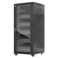RACK CABINET 27U PRO LINE WITH INTEGRATED FANS 5 RACK SHELVES / CASTERS AND FEET / TEMPERED GLASS DO