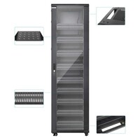 RACK CABINET 42U PRO LINE WITH INTEGRATED FANS 9 RACK SHELVES / CASTERS AND FEET / TEMPERED GLASS DO