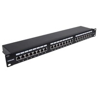 PATCH PANEL CAT6A SHEILDED 24-PORT 19" 1RU TOP-ENTRY PUNCH-DOWN BLOCKS BLACK