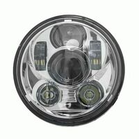 HEADLIGHT MOTORCYCLE 5.6" ROUND SILVER FRONT 8-LED HEADLIGHT