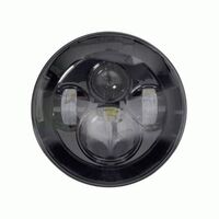 HEADLIGHT MOTORCYCLE 7" ROUND BLACK FRONT 6-LED HEADLIGHT