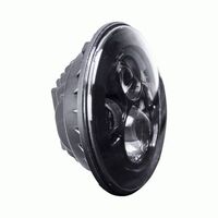 HEADLIGHT MOTORCYCLE 7" ROUND BLACK FRONT 6-LED HEADLIGHT