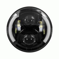 HEADLIGHT 7" ROUND WITH PARTIAL HALO BLACK FRONT 6-LED HEADLIGHT
