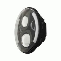 HEADLIGHT 7" ROUND WITH PARTIAL HALO BLACK FRONT 6-LED HEADLIGHT