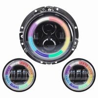 HEADLIGHT 7” LIGHT WITH (2) 4.5” AUXILIARY LIGHTS & RGB CONTROLLER & 7” RETAINING RING