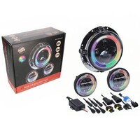 HEADLIGHT 7” LIGHT WITH (2) 4.5” AUXILIARY LIGHTS & RGB CONTROLLER & 7” RETAINING RING