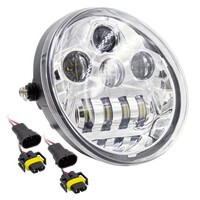 HEADLIGHT 7" 8 LED OBLONG OVAL MOTORCYCLE LIGHT - CHROME FRONT FACE