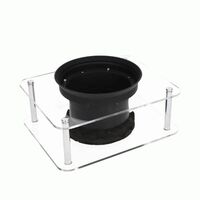 BAFFLE DISPLAY SILICONE - CLEAR, THICK PLEXI W/METAL POSTS