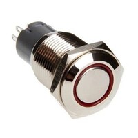 SWITCH ROUND 16MM CHROME 2 POSITION ON/OFF RED